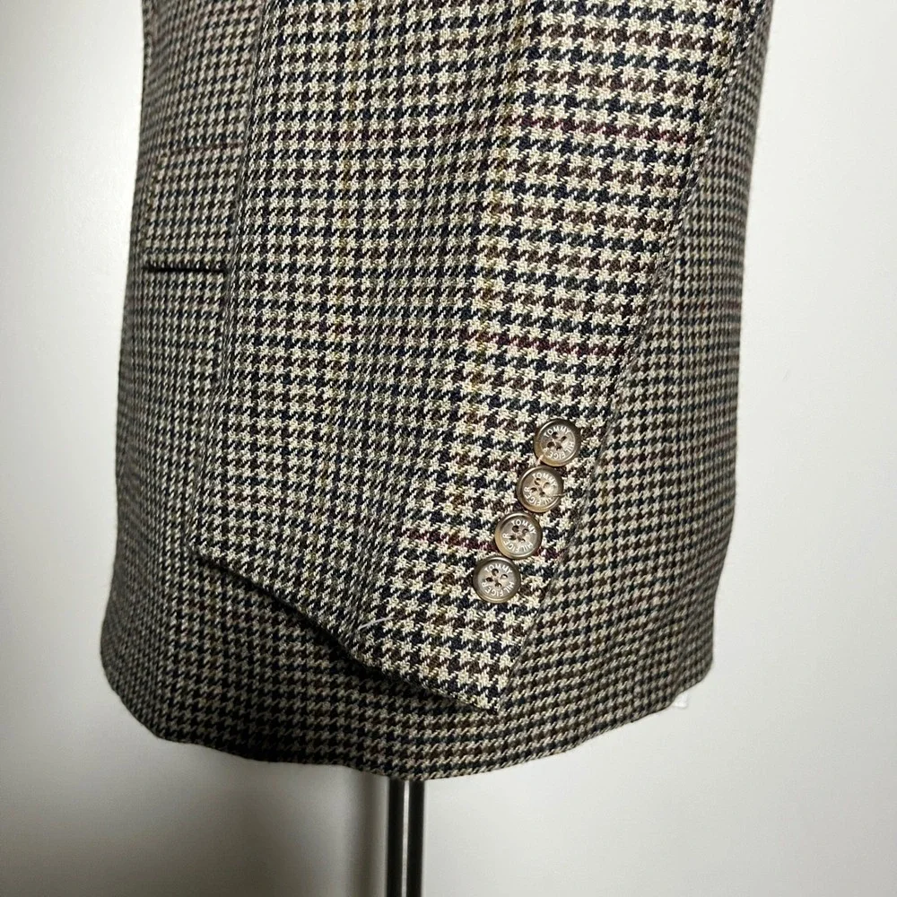 Tommy Hilfiger Sport Coat Mens 42R Brown Houndstooth 3-Button Wool Blazer